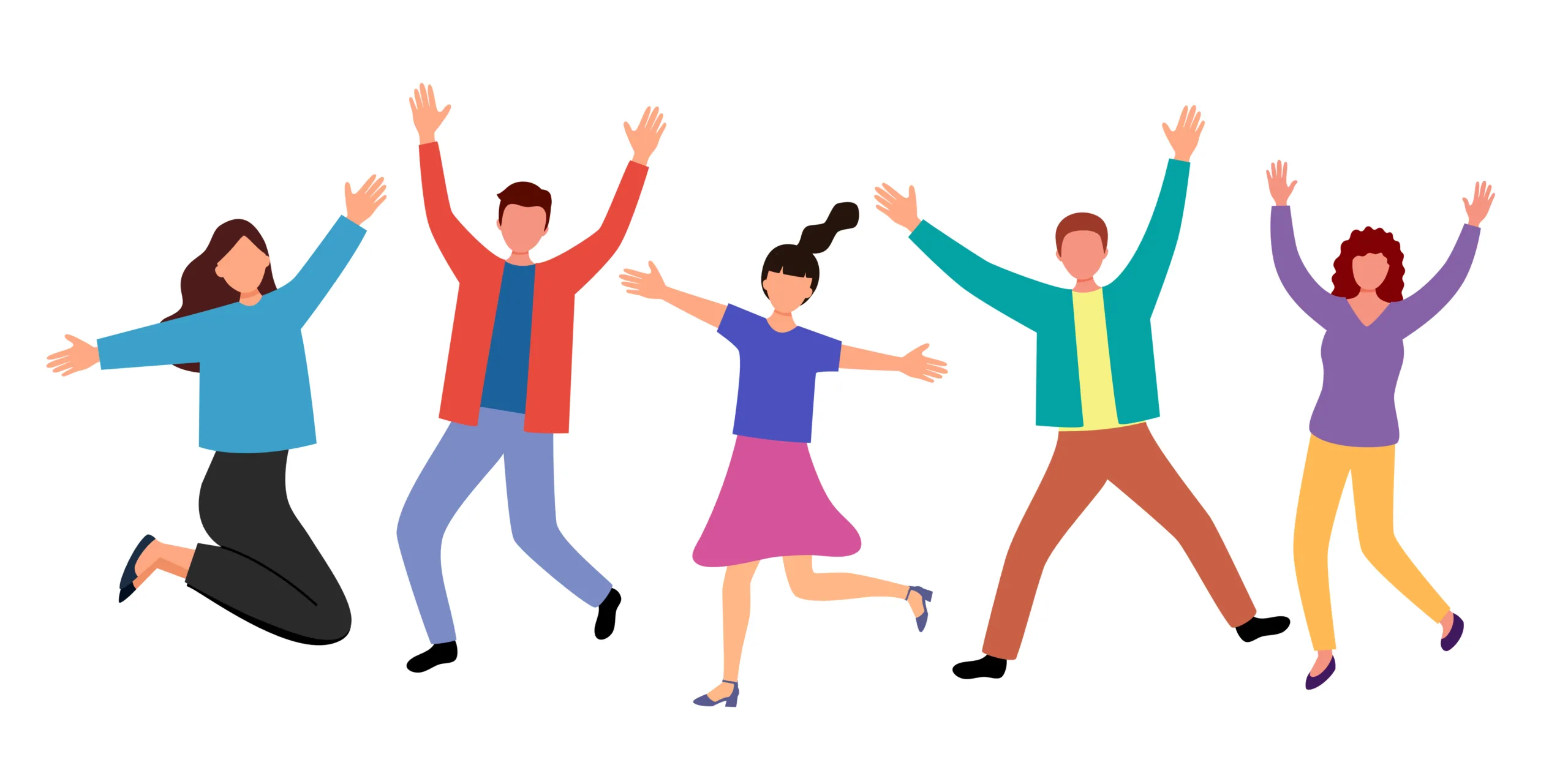 다양한 사람들의 행복한 포즈를 하고 있다.