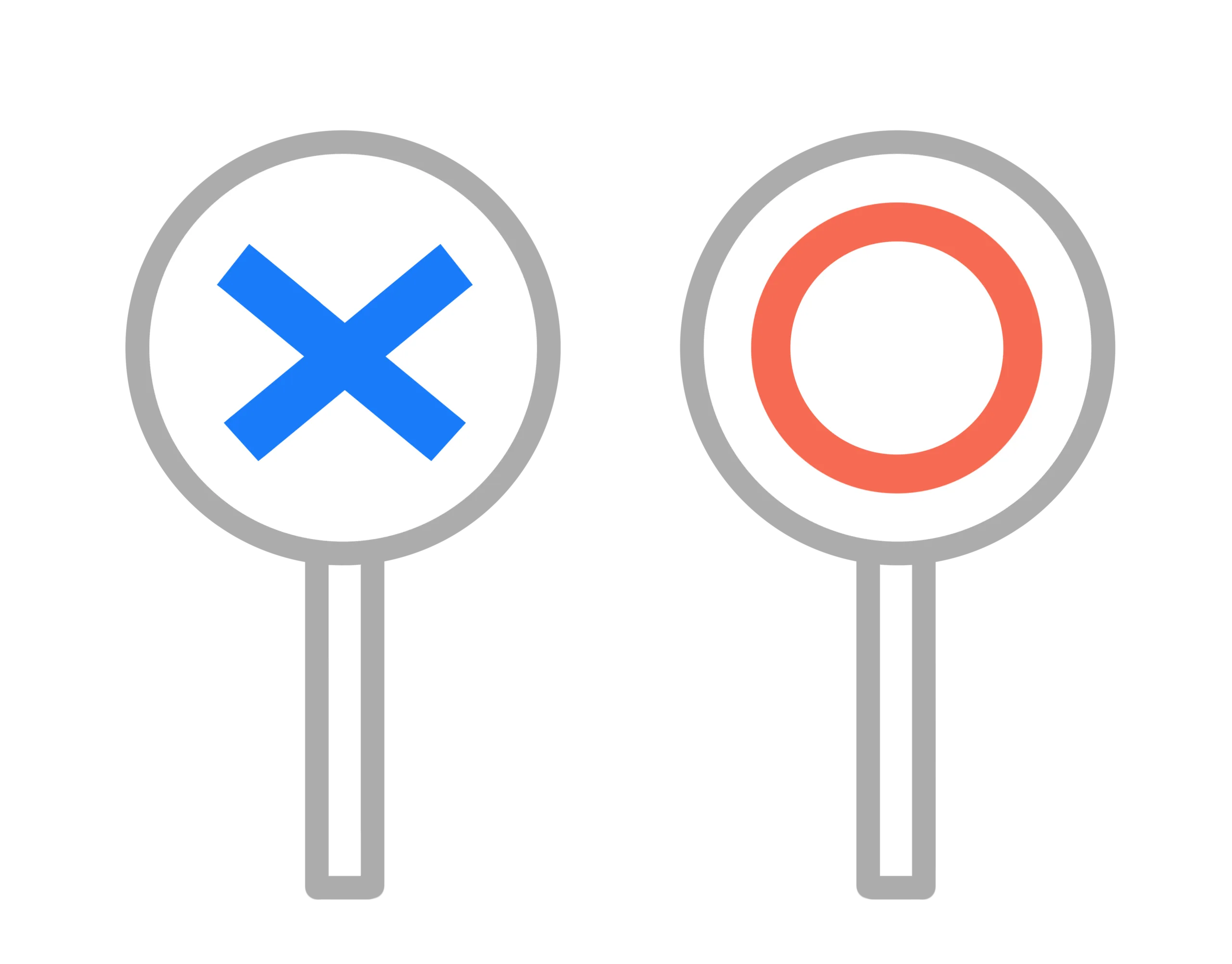 해독주스 반대 의견과 찬성 의견을 표현하는 X표, O표 피켓 사진